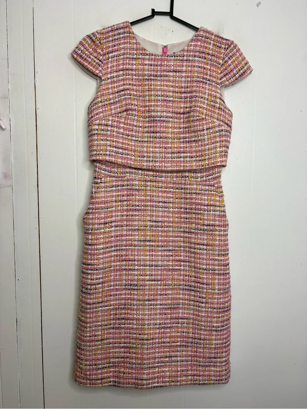 J Crew Dress Womens 2 Going Places Tweed Preppy Classic Old Money Pink Girly